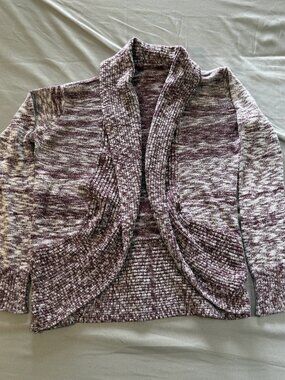 Unbranded Junior's Open Front Cardigan Sweater Draped Shawl Collar Marbled Large